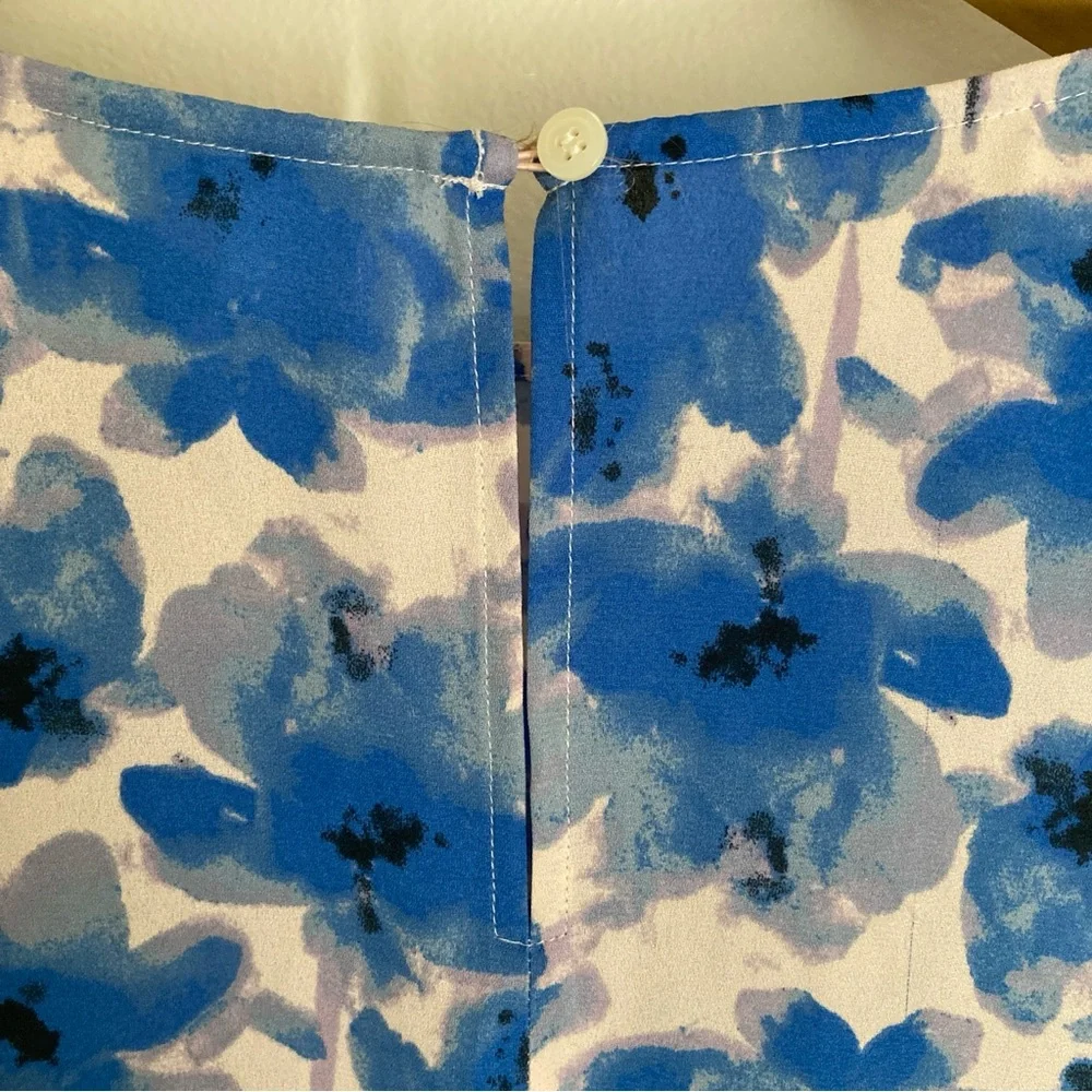 J. Crew Blue & White Floral Peplum Sleeve Blouse